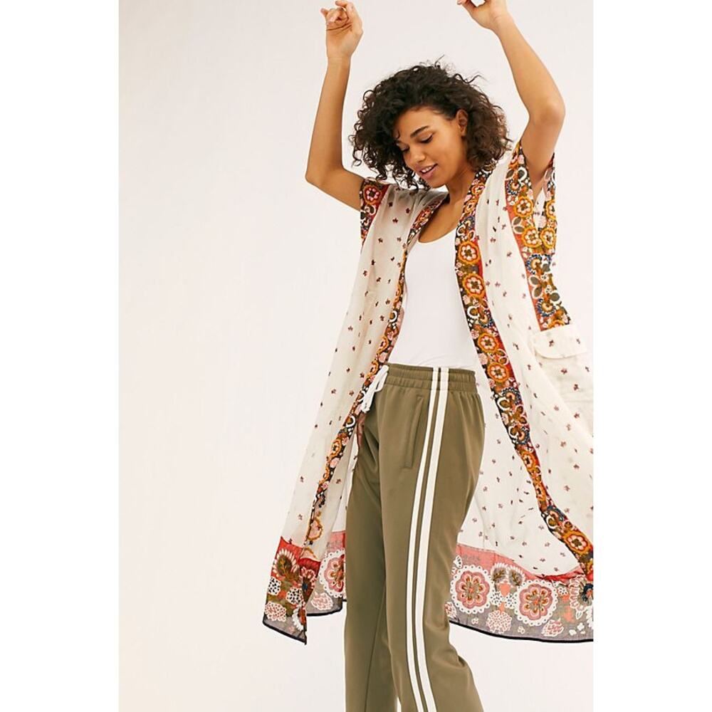 NWT FREE PEOPLE Summer Mirage Boho Kimono $328 XS/S Ivory EMBROIDERED BEADED